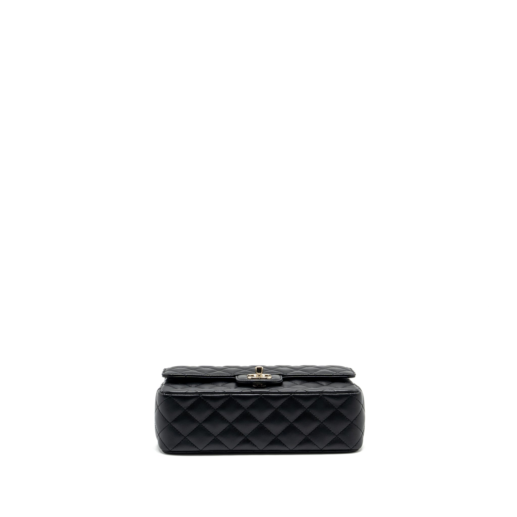 Chanel Crystal Detailed Top Handle Flap Bag Lambskin Black  (Microchip)