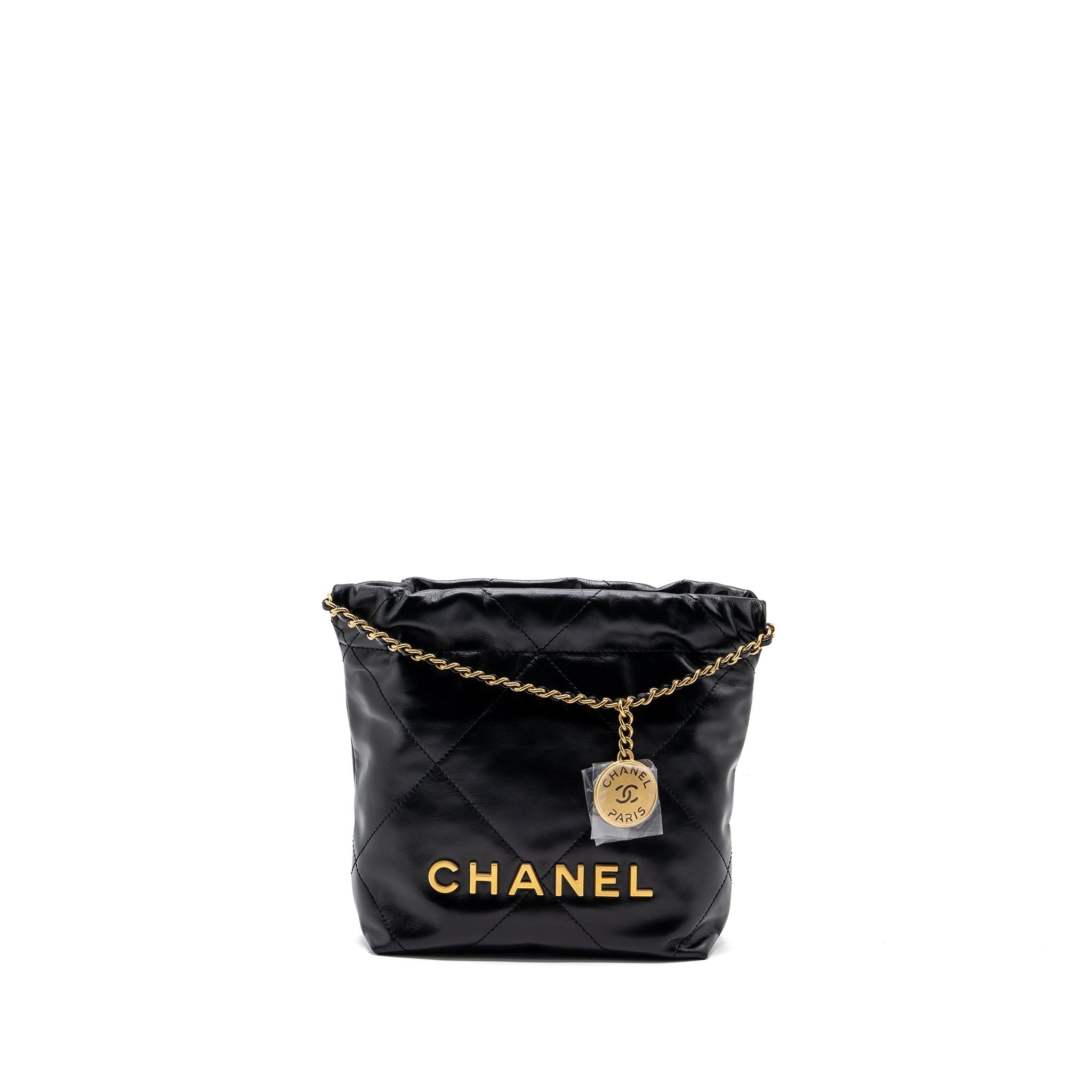 Chanel Mini 22 Bag Shiny Calfskin Black  (microchip)