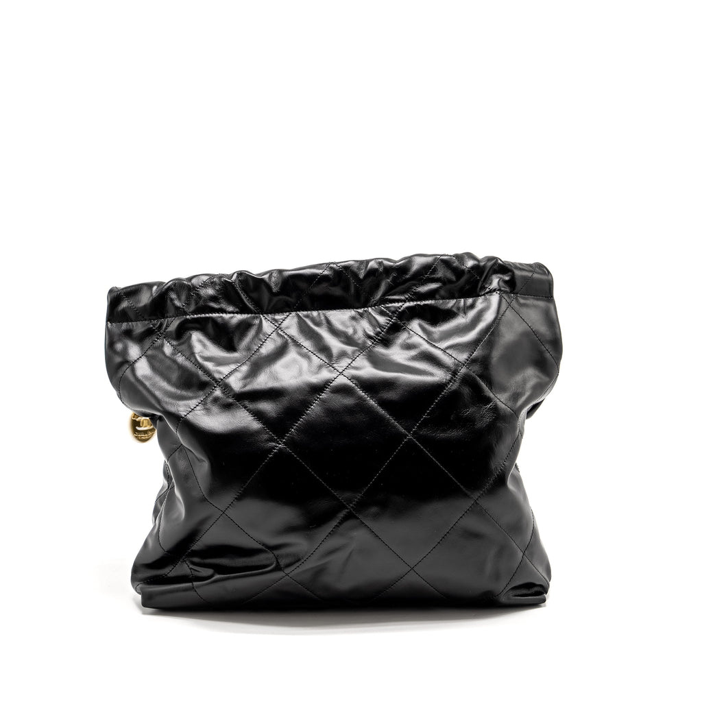Chanel Medium 22 Bag Shiny Calfskin Black  (microchip)
