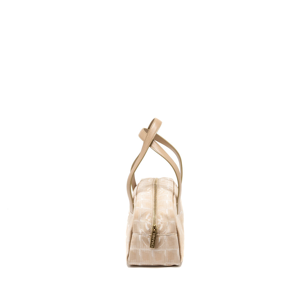 Chanel Vintage Travel Line Bowler Bag Canvas/Leather Beige
