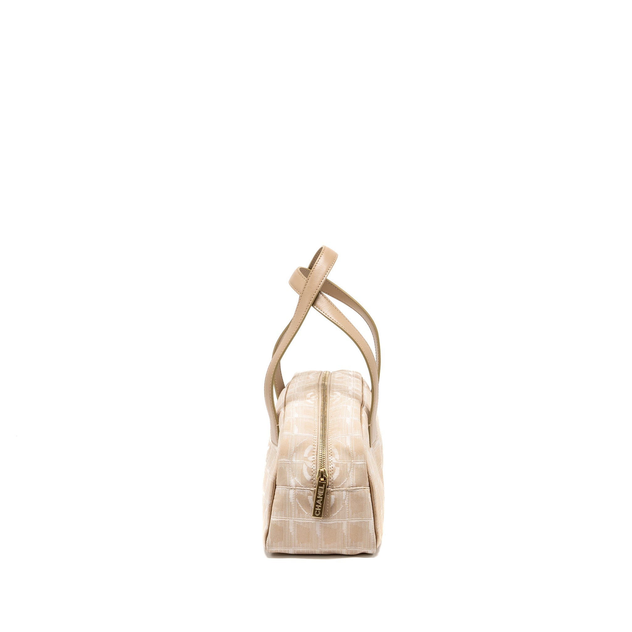 Chanel Vintage Travel Line Bowler Bag Canvas/Leather Beige