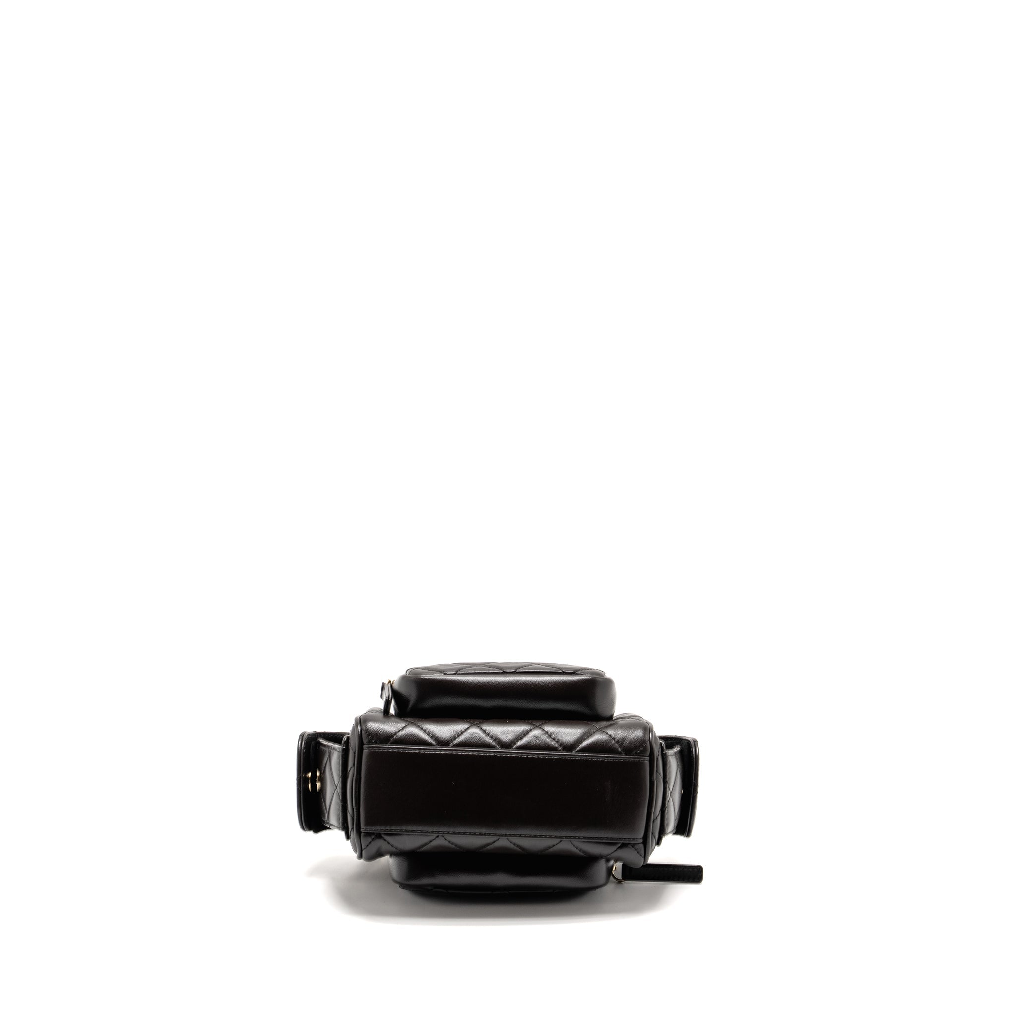 Chanel 24K Small Camera Case Bag Shiny Crumpled Lambskin Dark Brown L (Microchip)