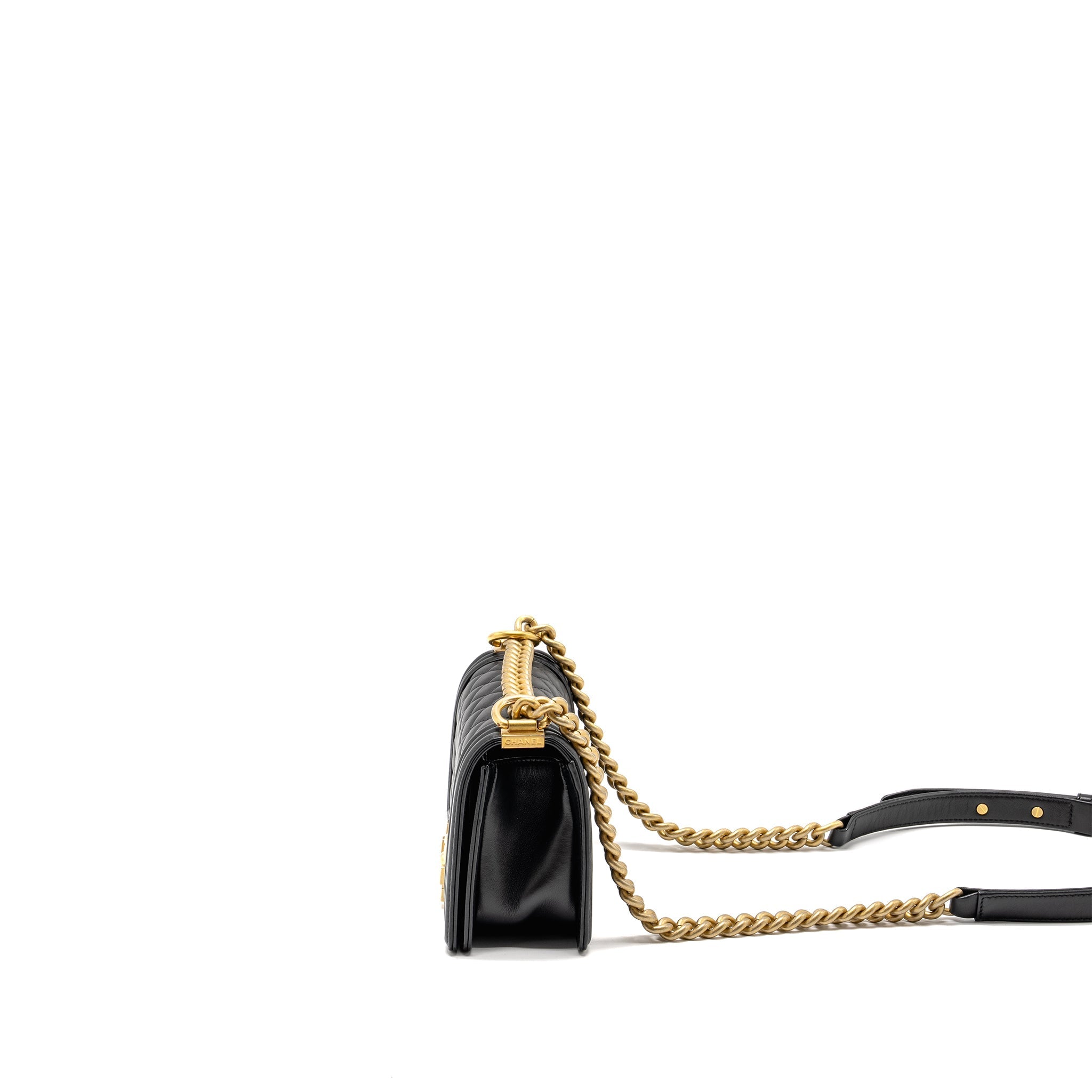 Chanel Small Boy Bag Calfskin Black  (Microchip)