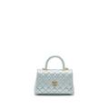 Chanel Small Coco Handle Caviar Metallic Light Blue Brushed  (Microchip)
