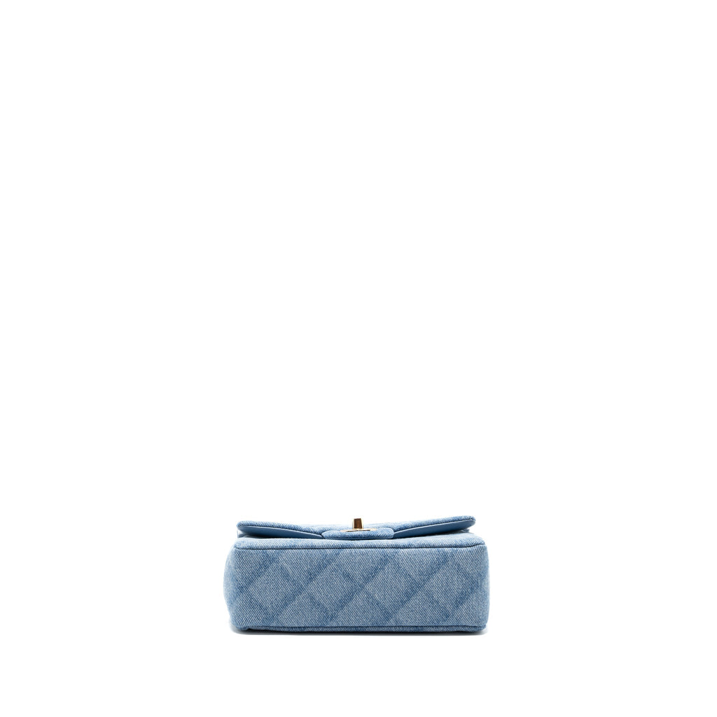 Chanel 22B Mini Rectangular Flap Bag Denim Light Blue L (microchip)