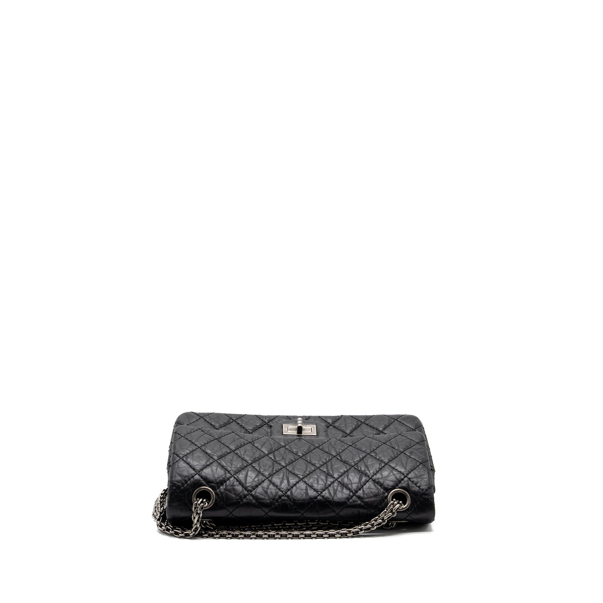 Chanel small 2.55 reissue flap bag aged calfskin black ruthenium