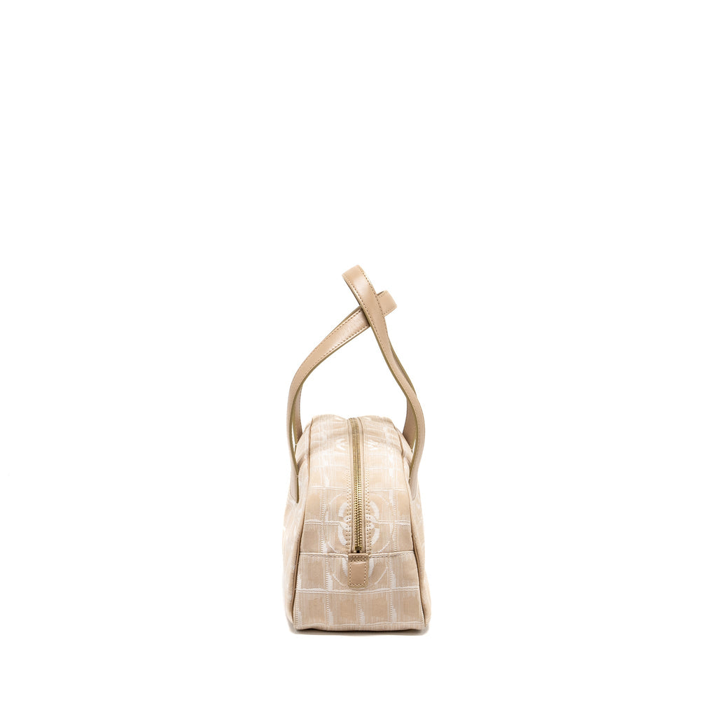 Chanel Vintage Travel Line Bowler Bag Canvas/Leather Beige