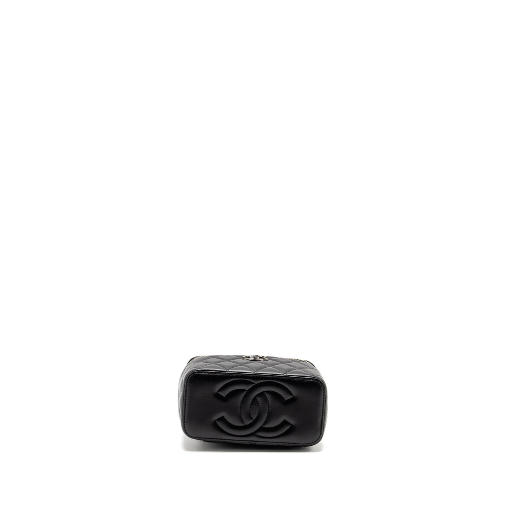 Chanel Top Handle Long Vanity Case Lambskin BLACK  (Microchip)