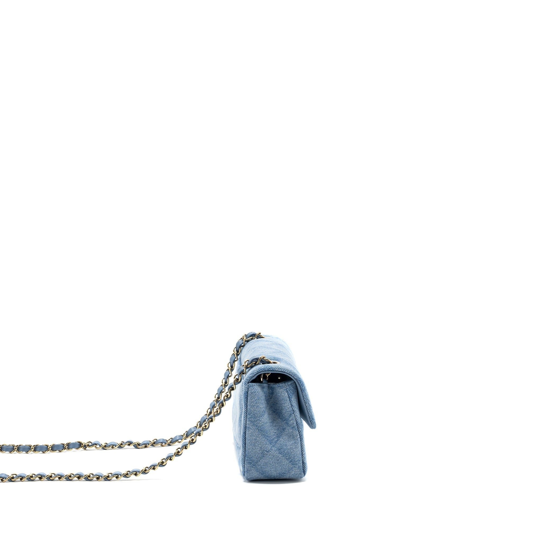 Chanel 22B Mini Rectangular Flap Bag Denim Light Blue L (microchip)