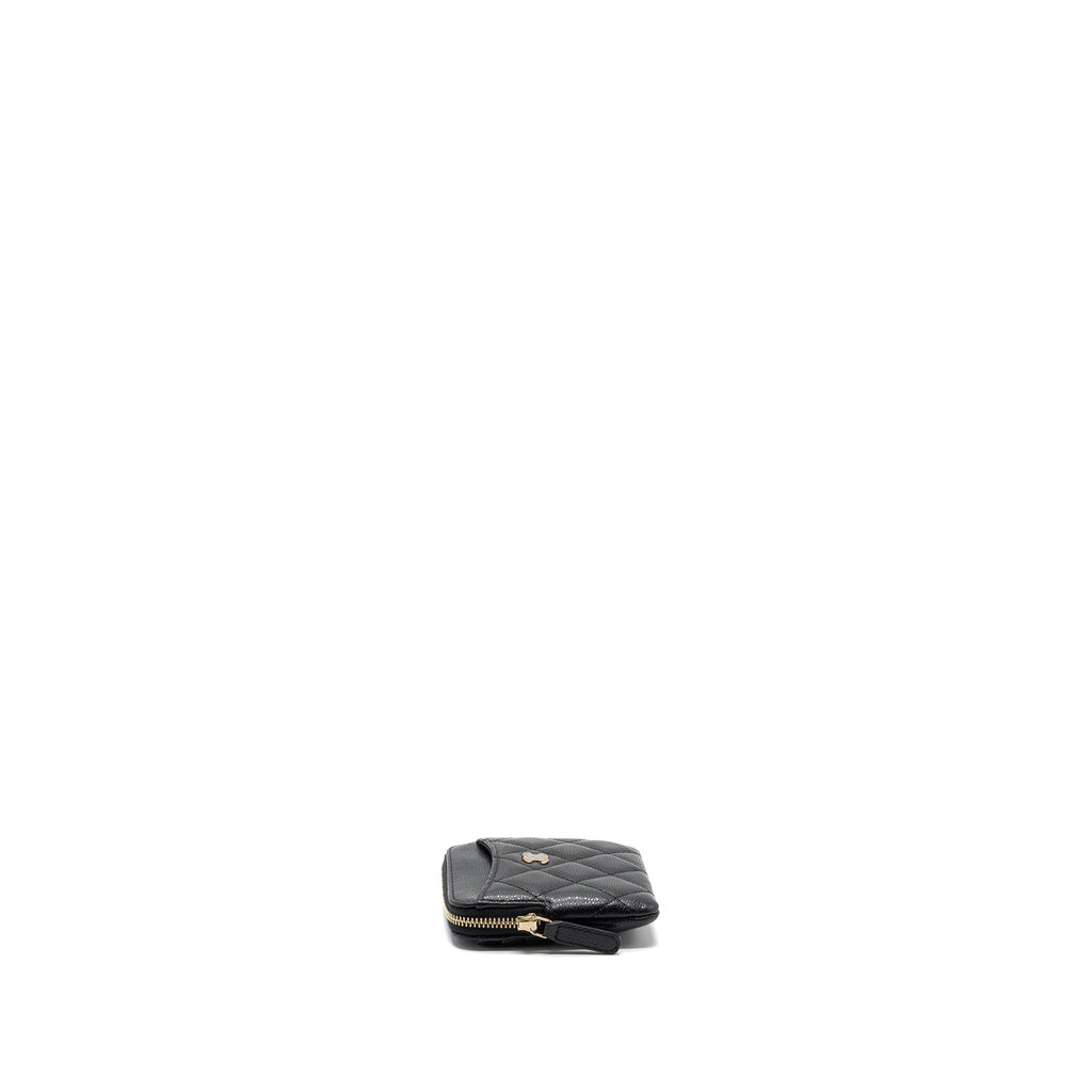 Chanel square zipper pouch card holder caviar Black L (microchip)