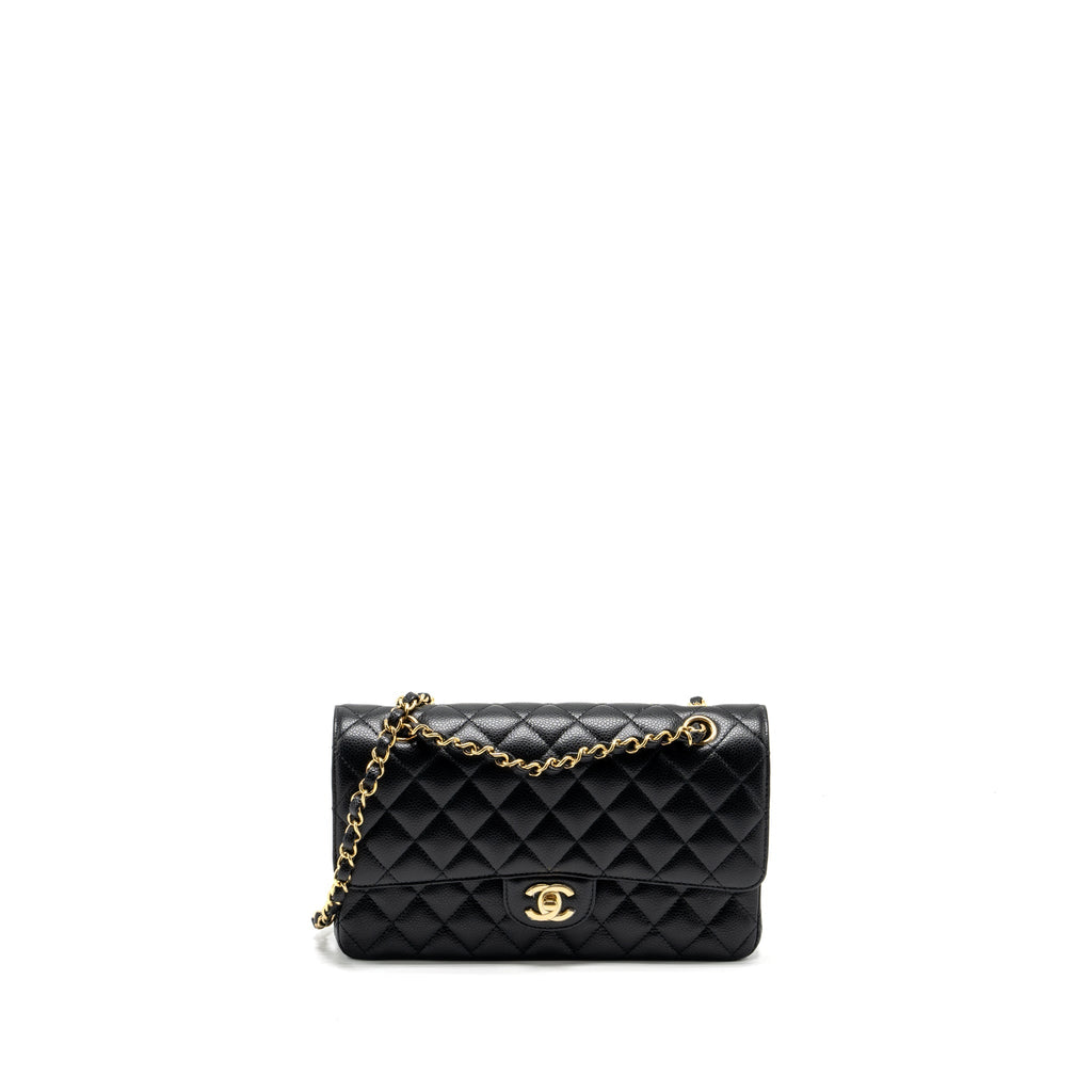 Chanel medium classic double flap bag Caviar black  (microchip)