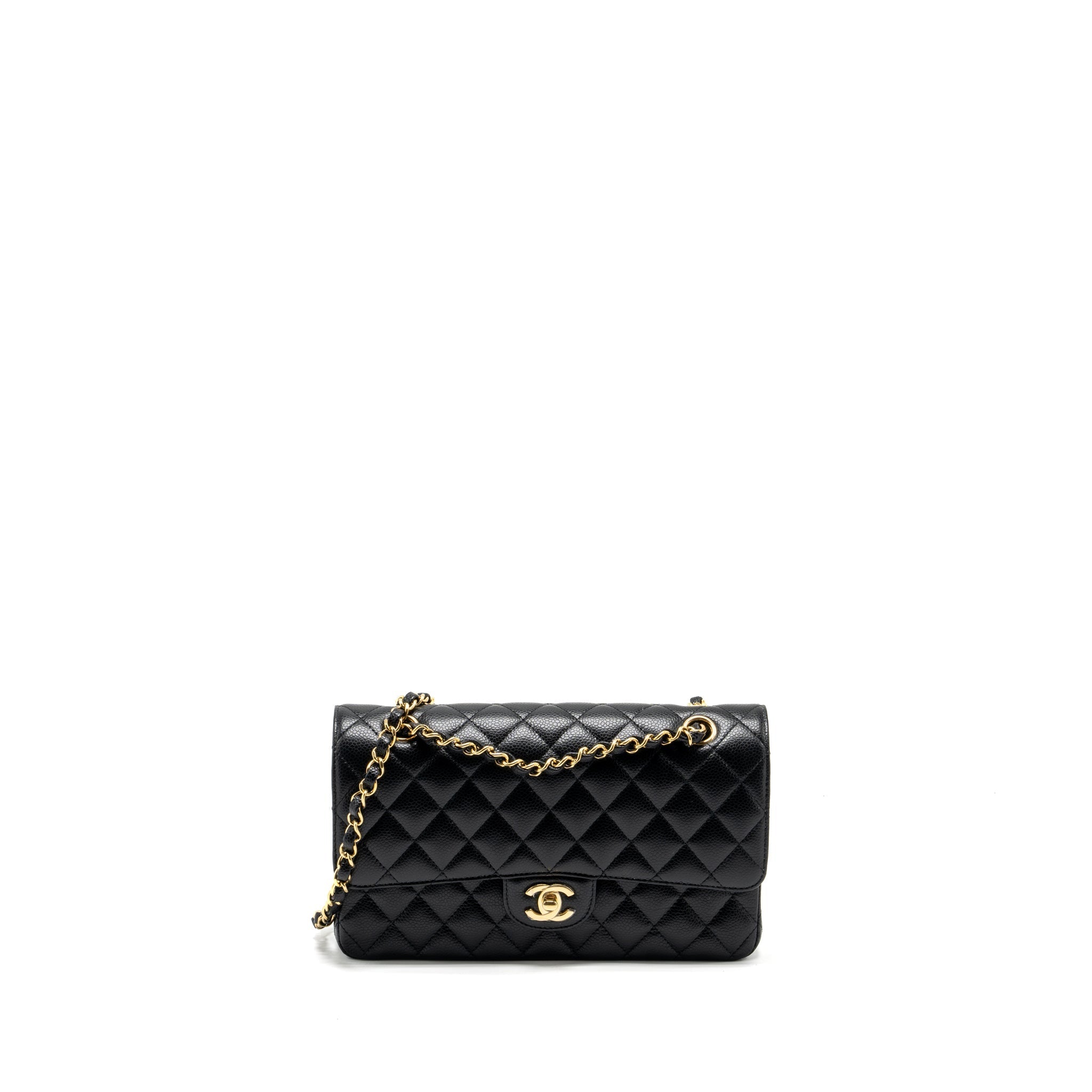 Chanel medium classic double flap bag Caviar black  (microchip)