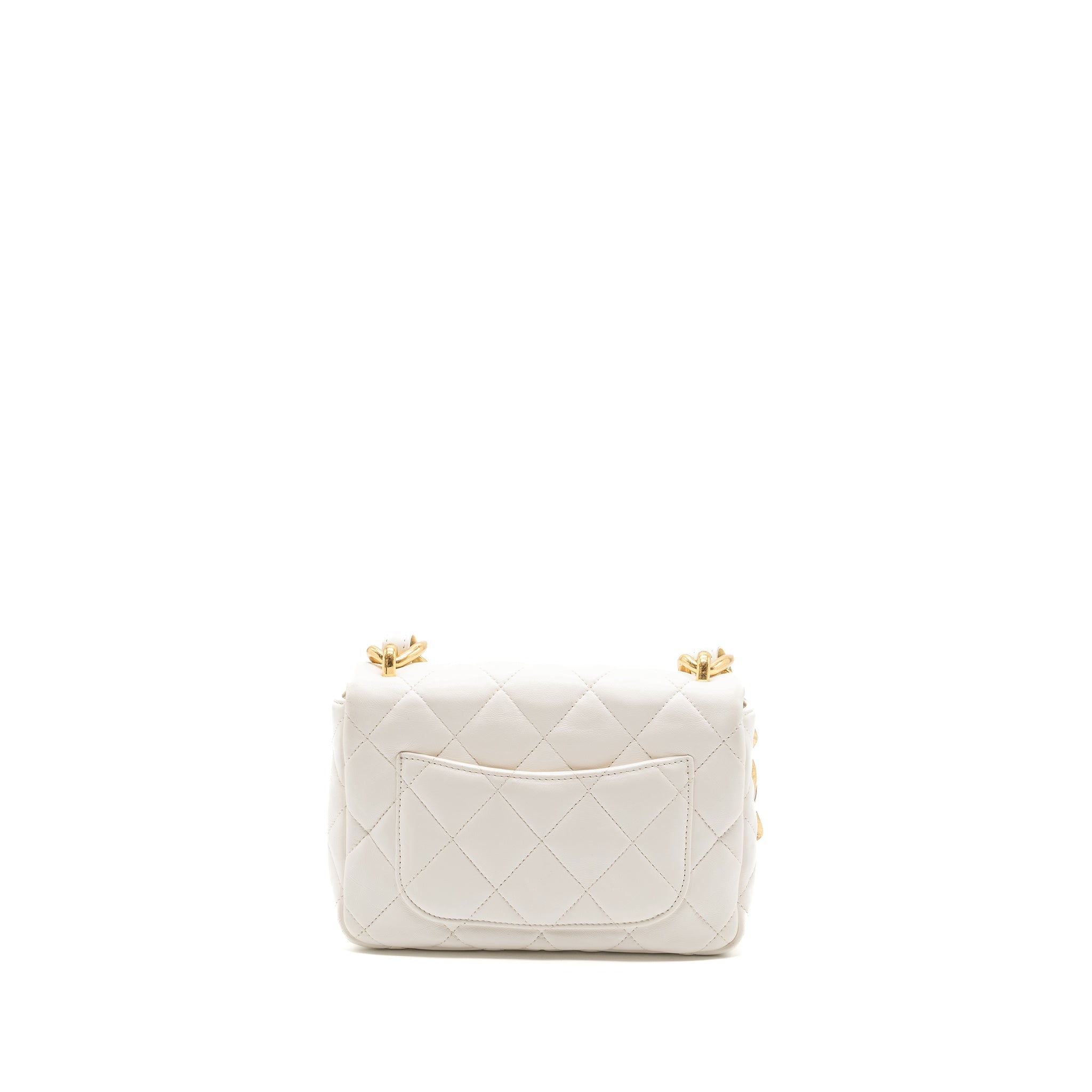 Chanel 22S Giant Chain Flap Shoulder Bag Lambskin White Brushed  (Microchip)