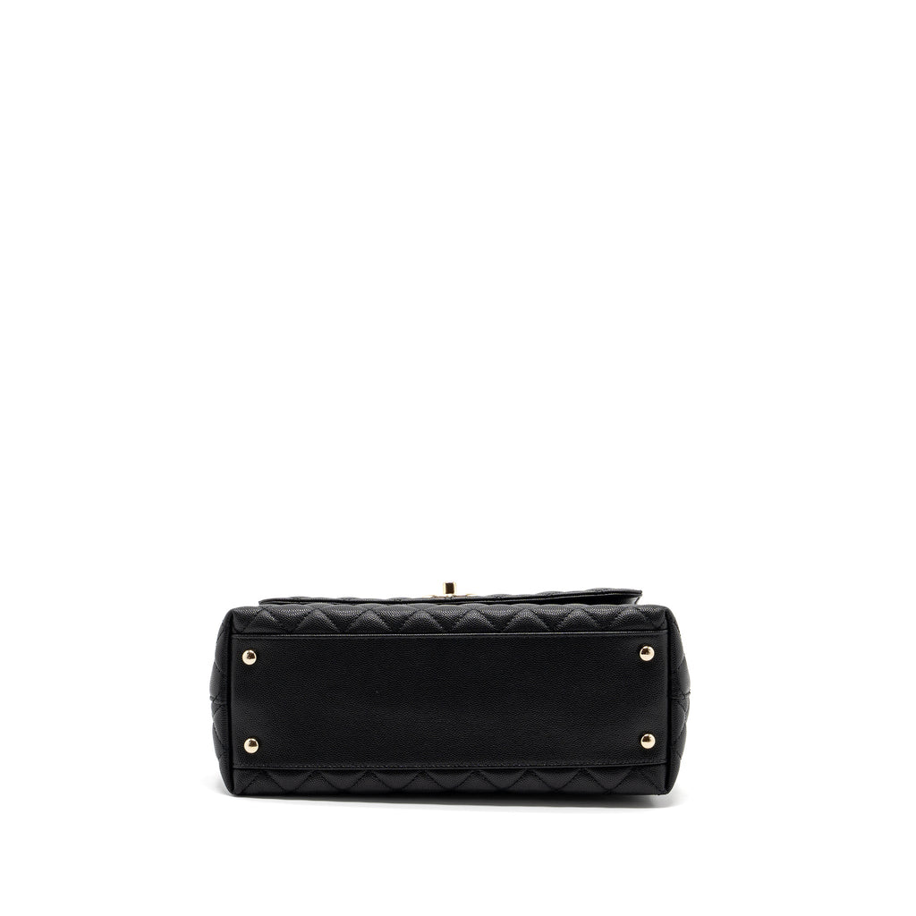 Chanel Medium Coco Handle Lizard Embossed Handle Caviar Black L (Microchip)