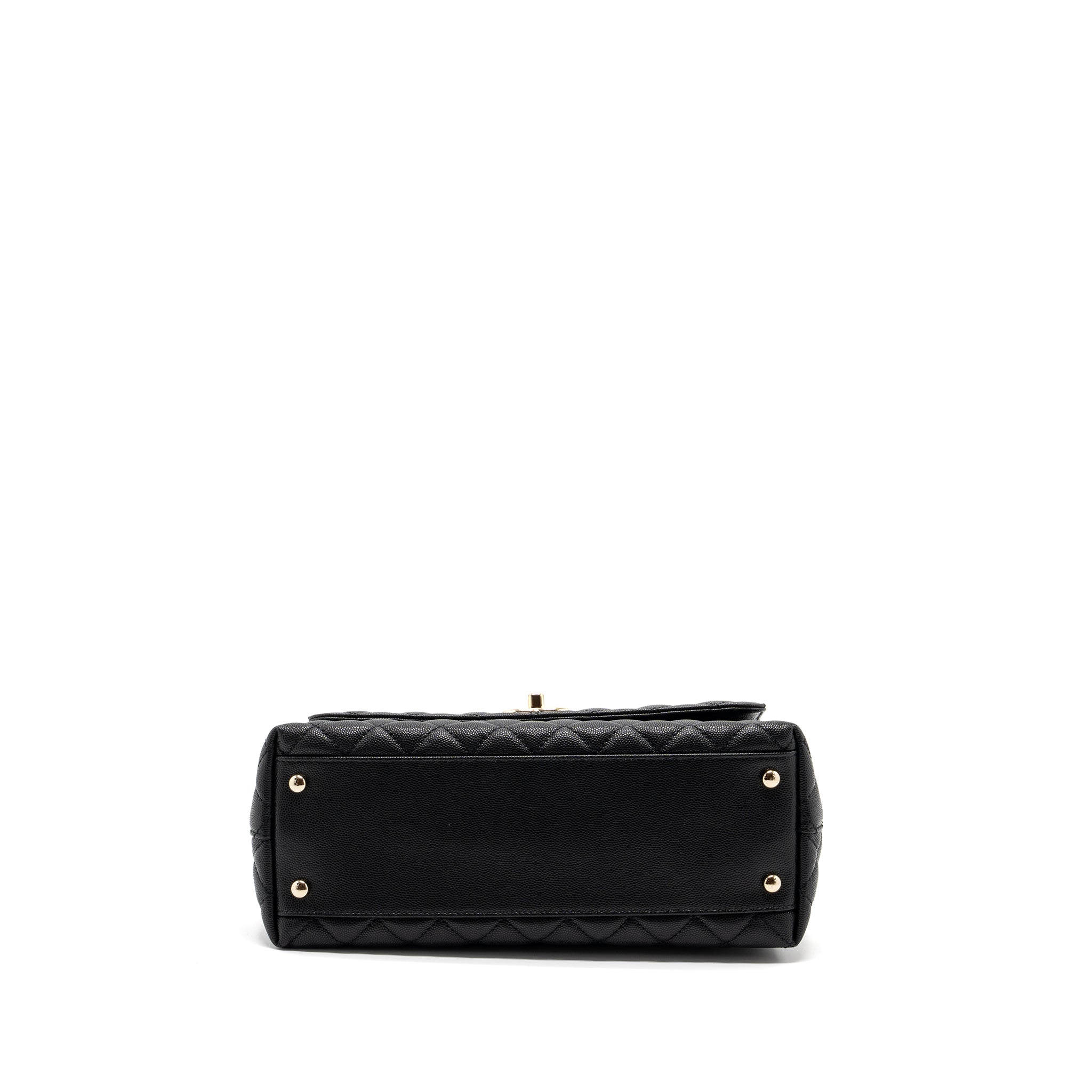 Chanel Medium Coco Handle Lizard Embossed Handle Caviar Black L (Microchip)