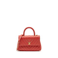 Chanel Small Coco Handle Chevron Caviar Red