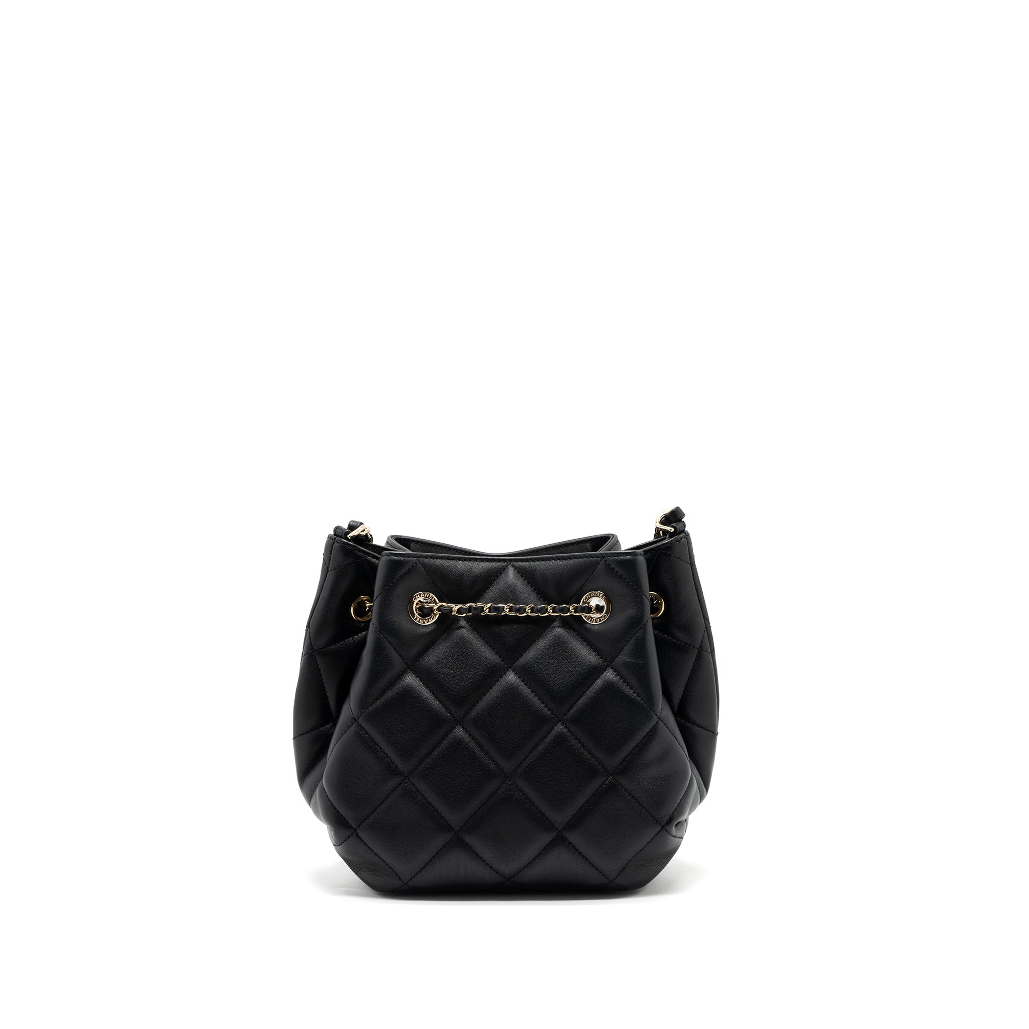 Chanel Drawstring Bucket Bag Calfskin Black L