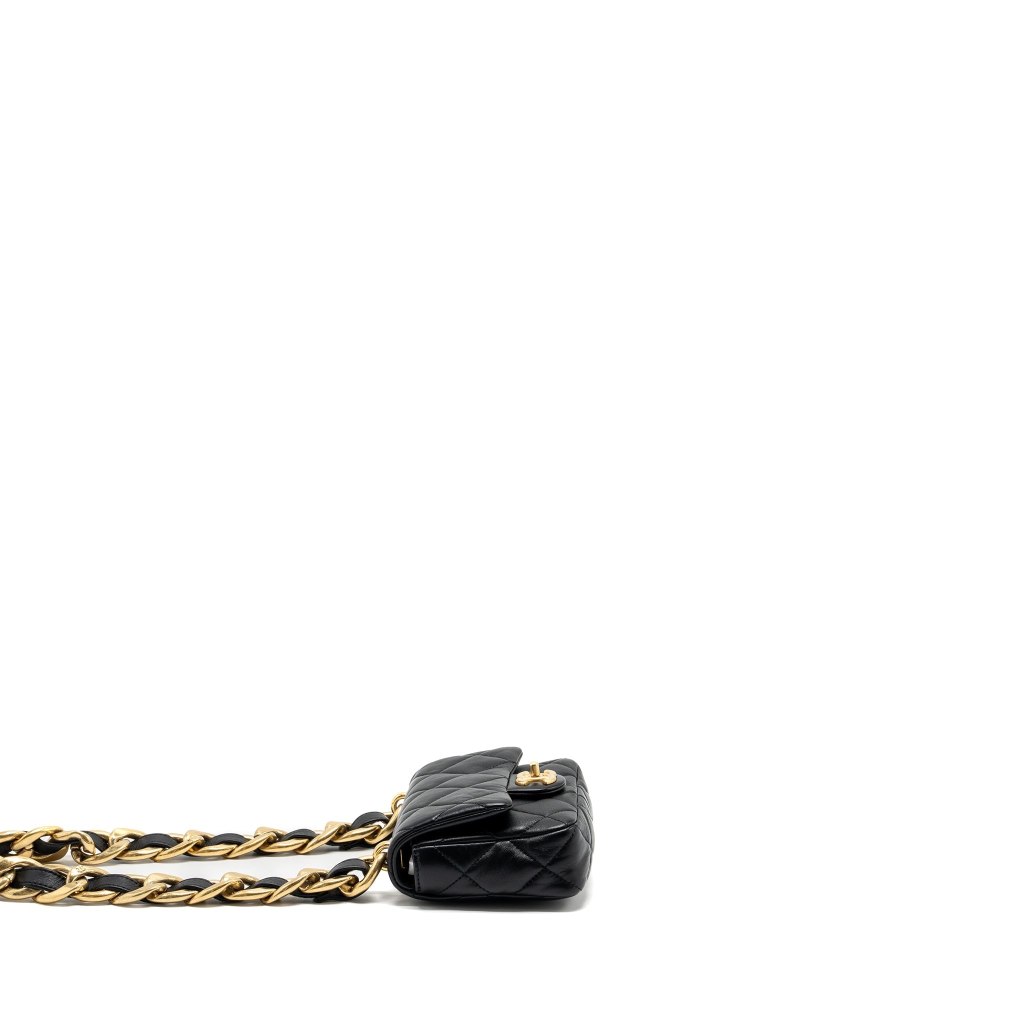 Chanel mini Square Flap Bag with Giant Chain Lambskin  (Microchip)