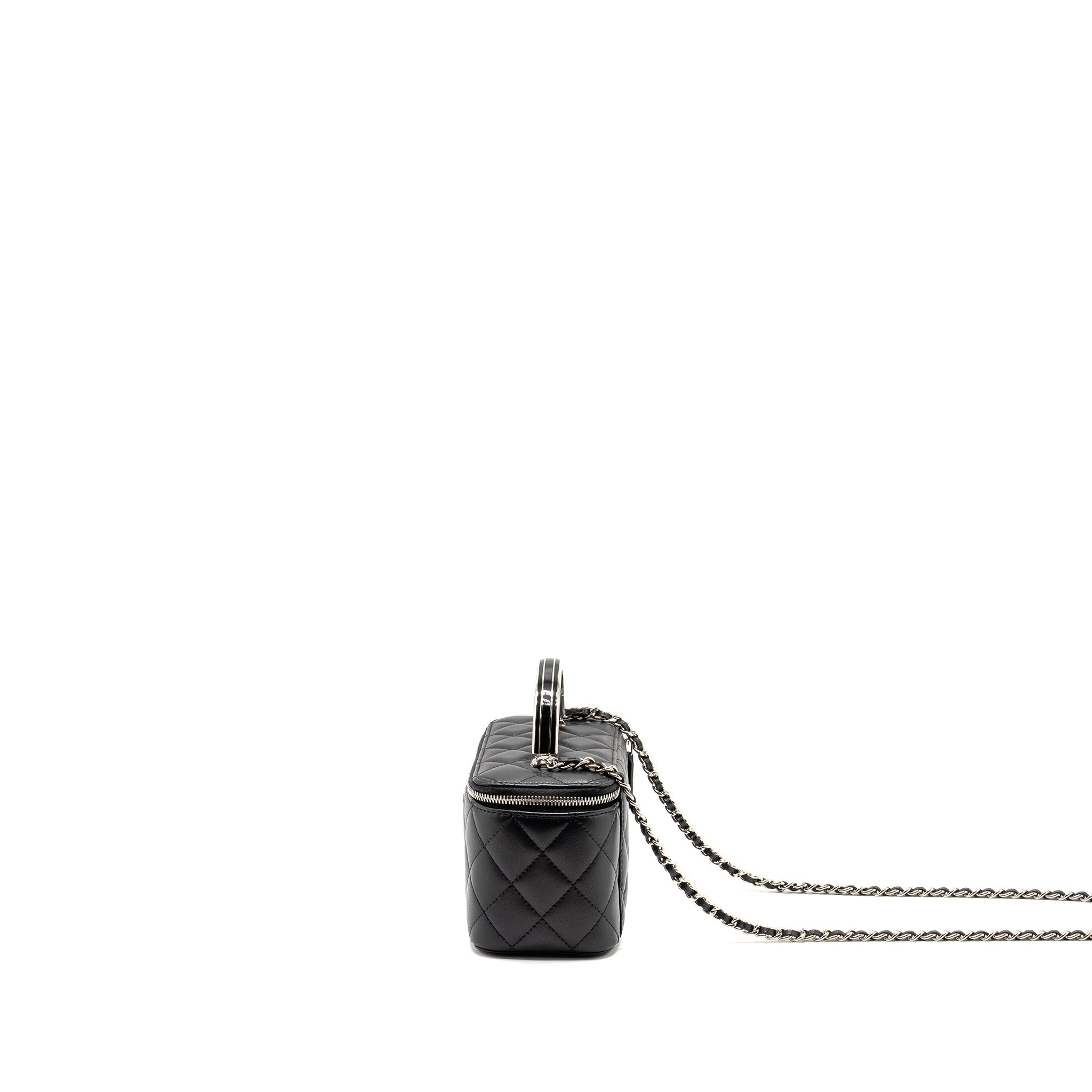 Chanel Top Handle Long Vanity Case Lambskin BLACK  (Microchip)
