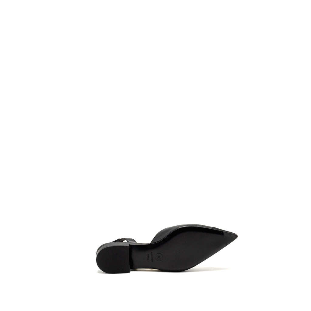Chanel 22A Size 37.5 Slingback Mules with Pearls Lambskin Black L