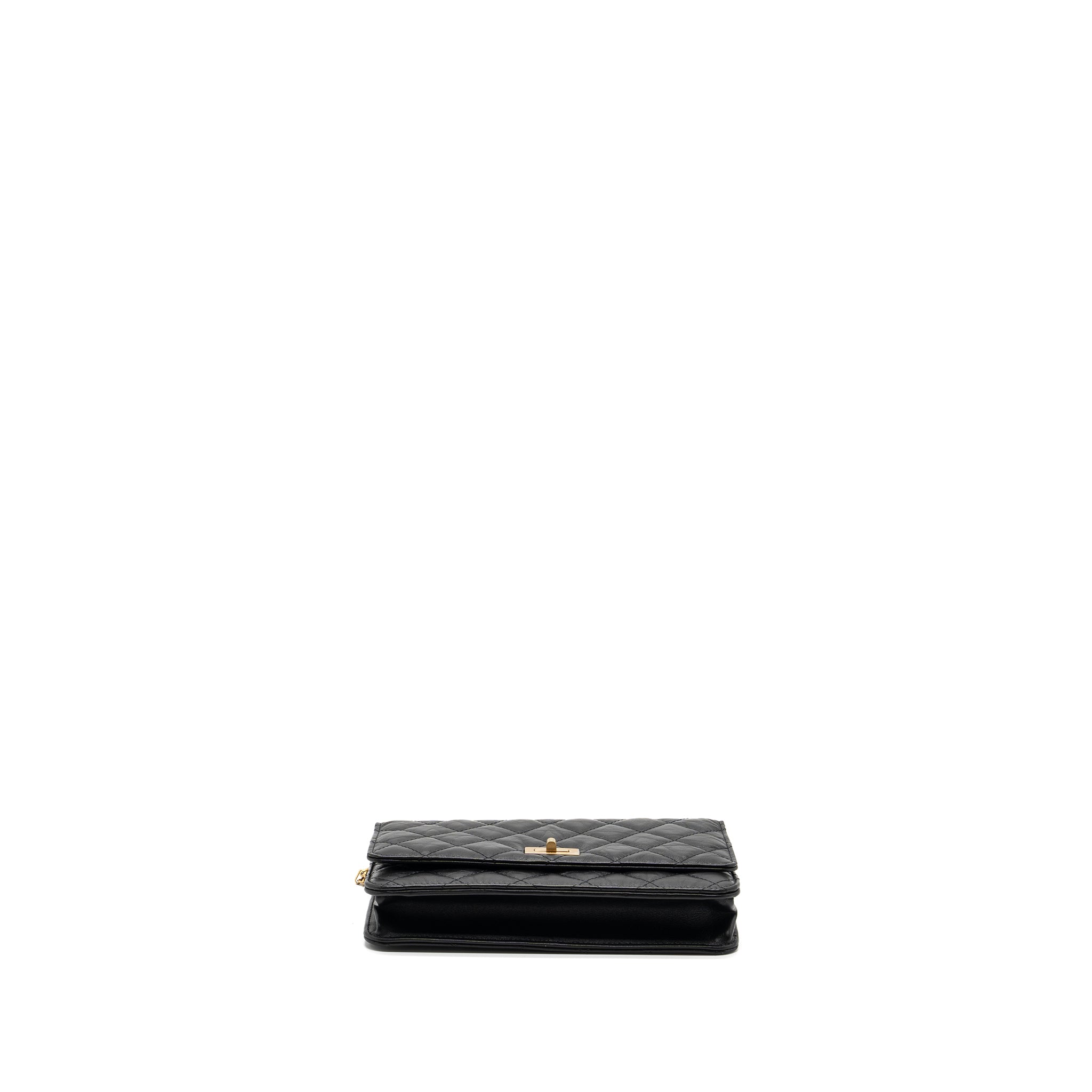 Chanel 2.55 Wallet on Chain Aged Calfskin Black Brushed  (Microchip)