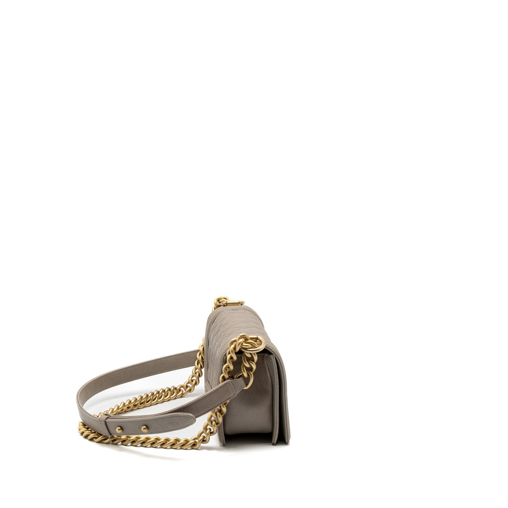 Chanel Small Boy Bag Caviar Light Grey