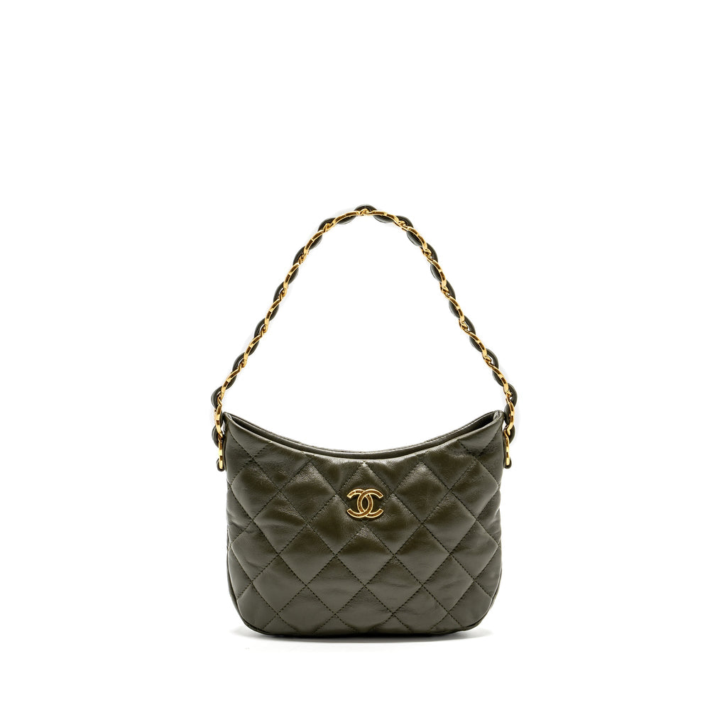 Chanel 22k Hobo Bag Lambskin Green  (microchip)