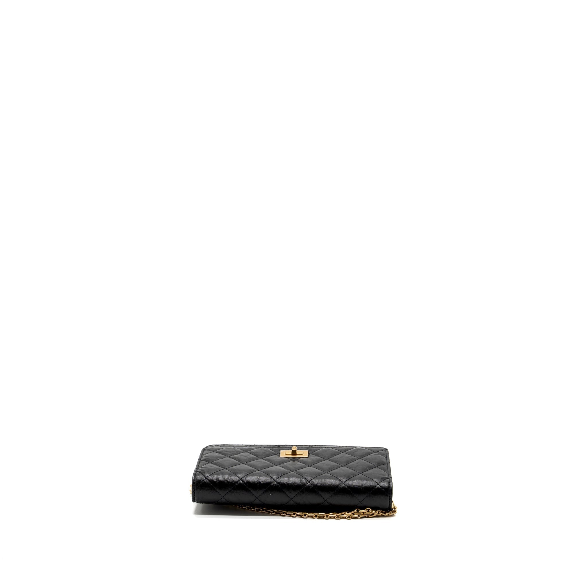 Chanel 2.55 Wallet on Chain Aged Calfskin Black Brushed  (Microchip)