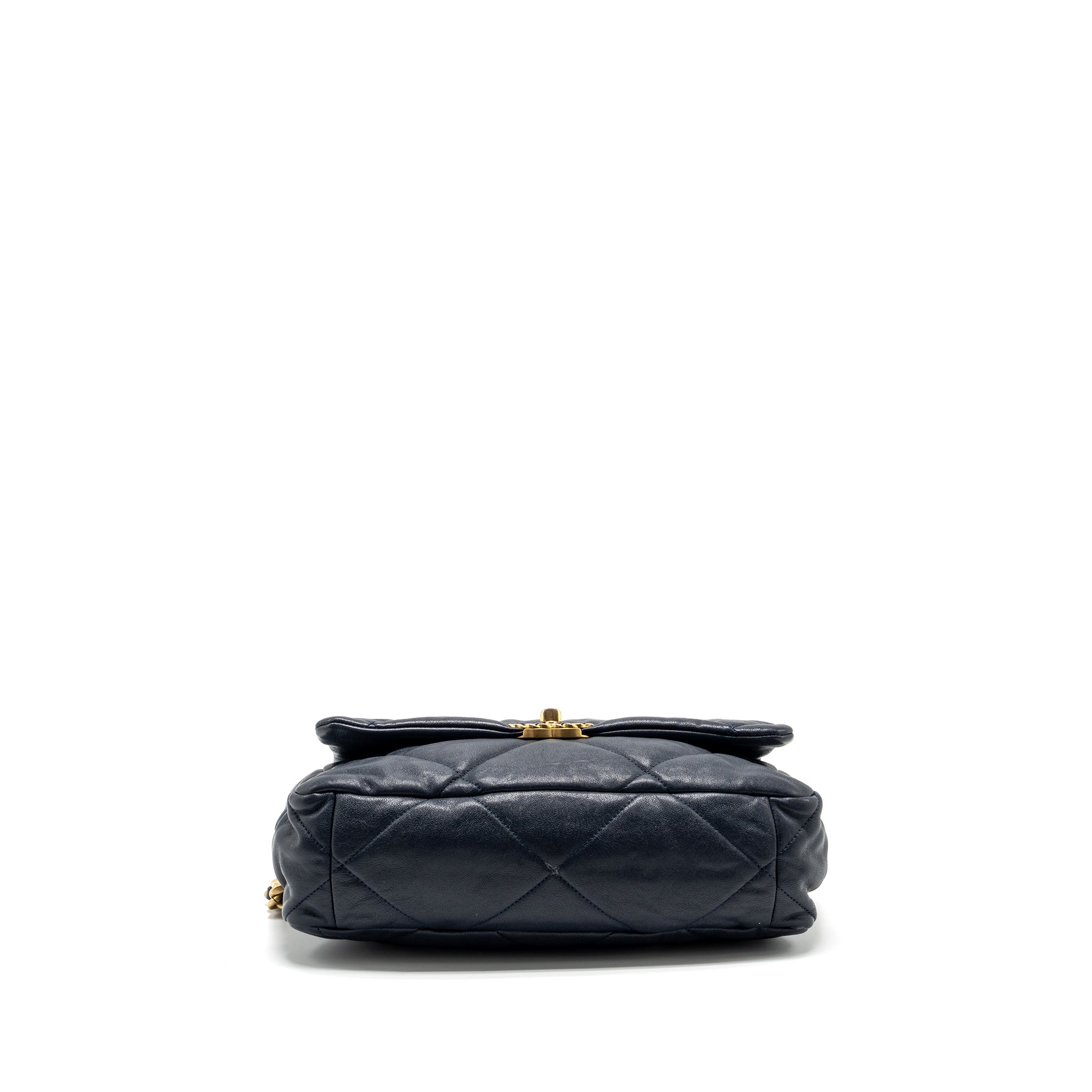 Chanel Large 19 Bag 30cm Lambskin Navy Multicolour Hardware