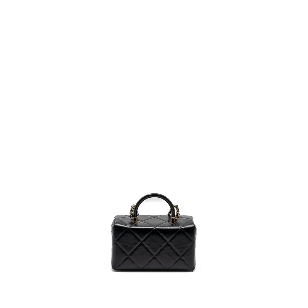 Chanel 23k top handle vanity bag shiny calfskin black  (microchip)