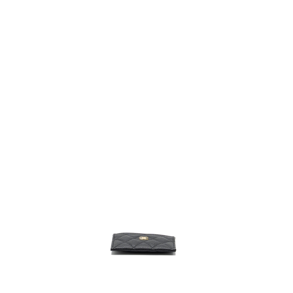 Chanel classic card holder caviar black  (microchip )