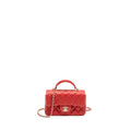 Chanel Top Handle Mini Rectangular Flap Bag Lambskin Red L (Microchip)