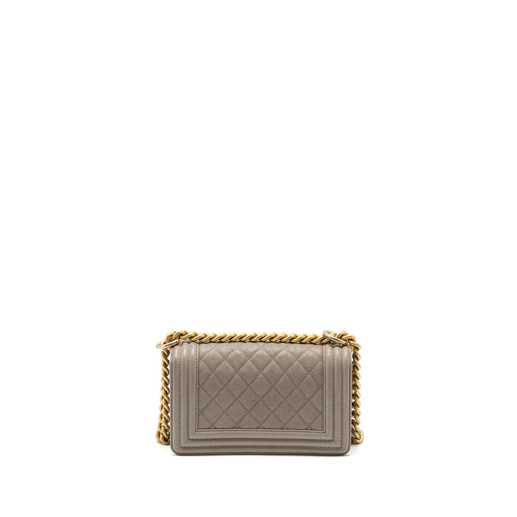 Chanel Small Boy Bag Caviar Light Grey