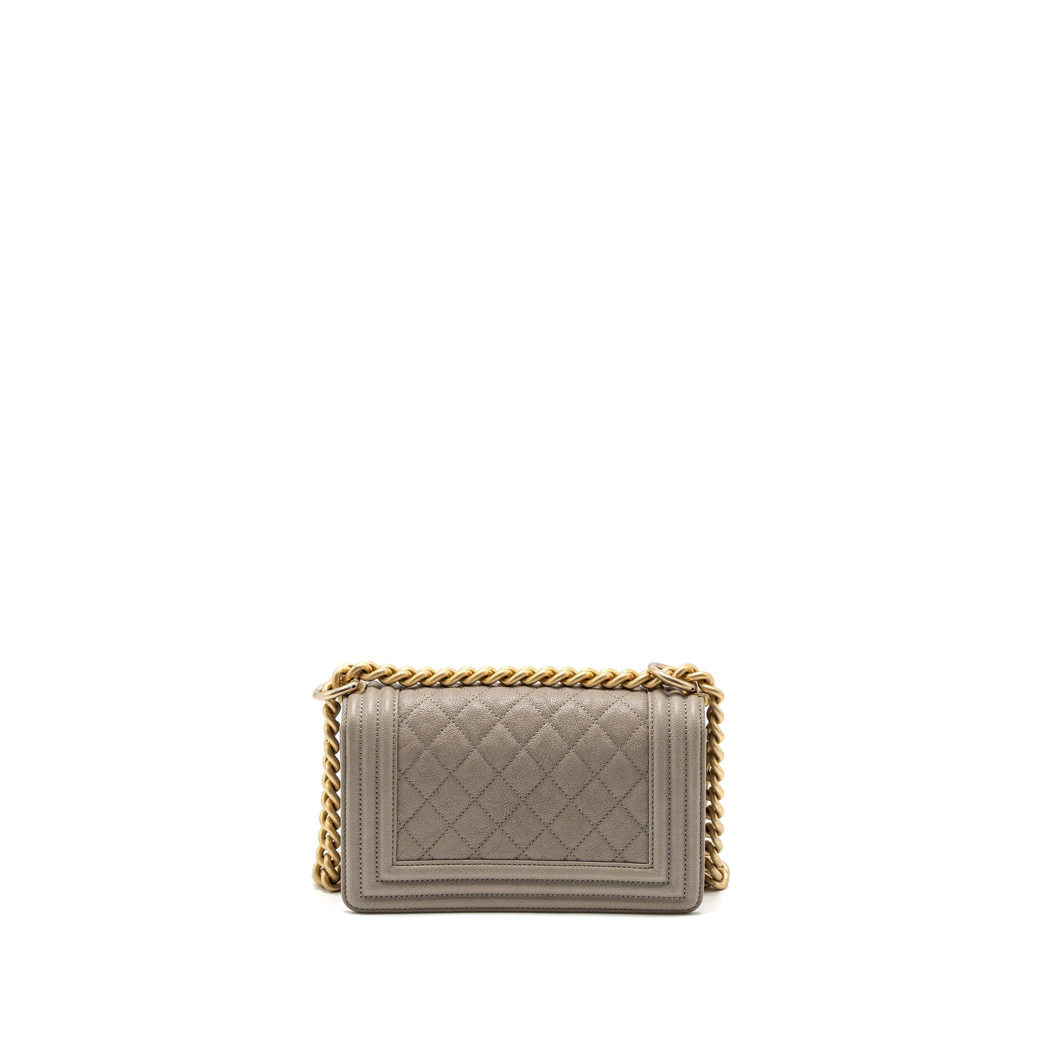 Chanel Small Boy Bag Caviar Light Grey