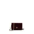 Chanel Crystal Pearl Crush Wallet On Chain Velvet Burgundy L