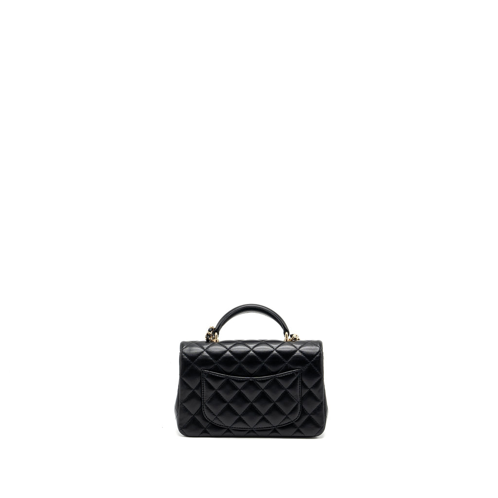 Chanel Top Handle Mini Rectangular Lambskin Black L(Microchip)