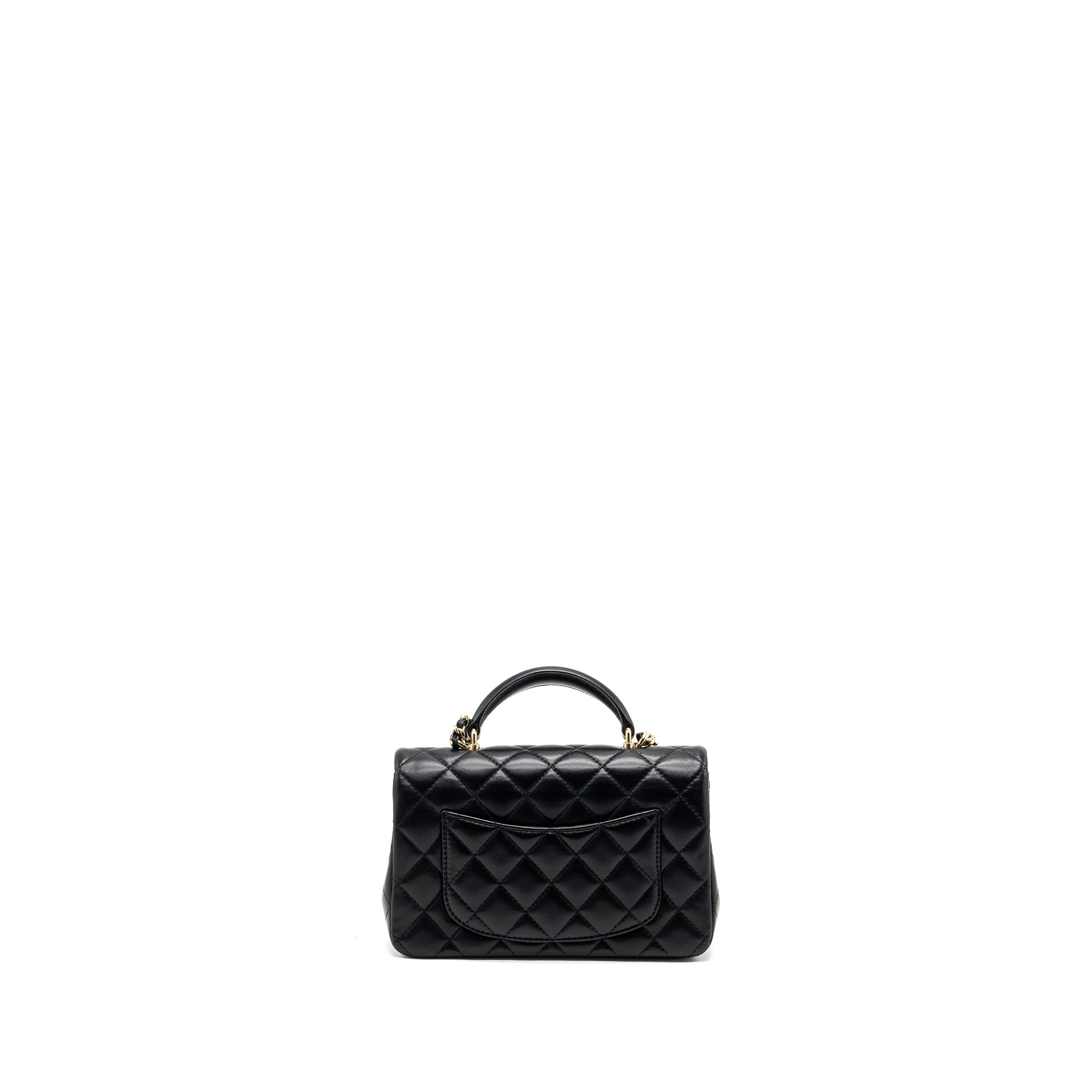 Chanel Top Handle Mini Rectangular Lambskin Black L(Microchip)
