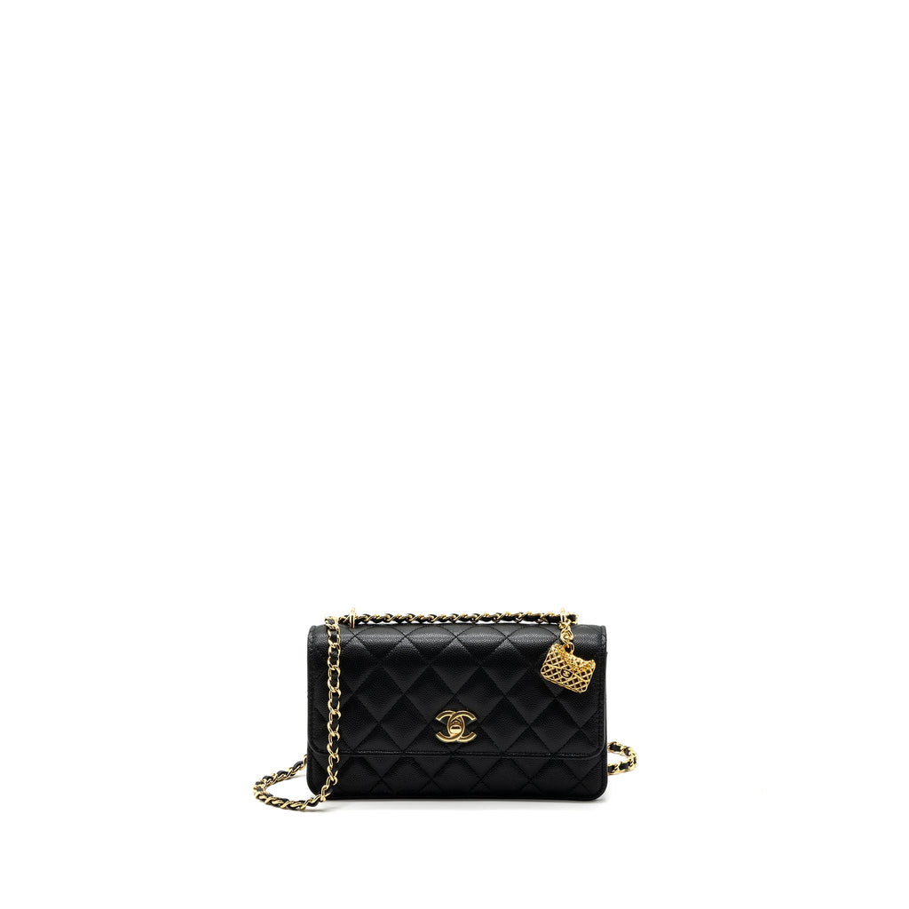 Chanel 23s Wallet On Chain with bag Charm Caviar Black (Microchip)
