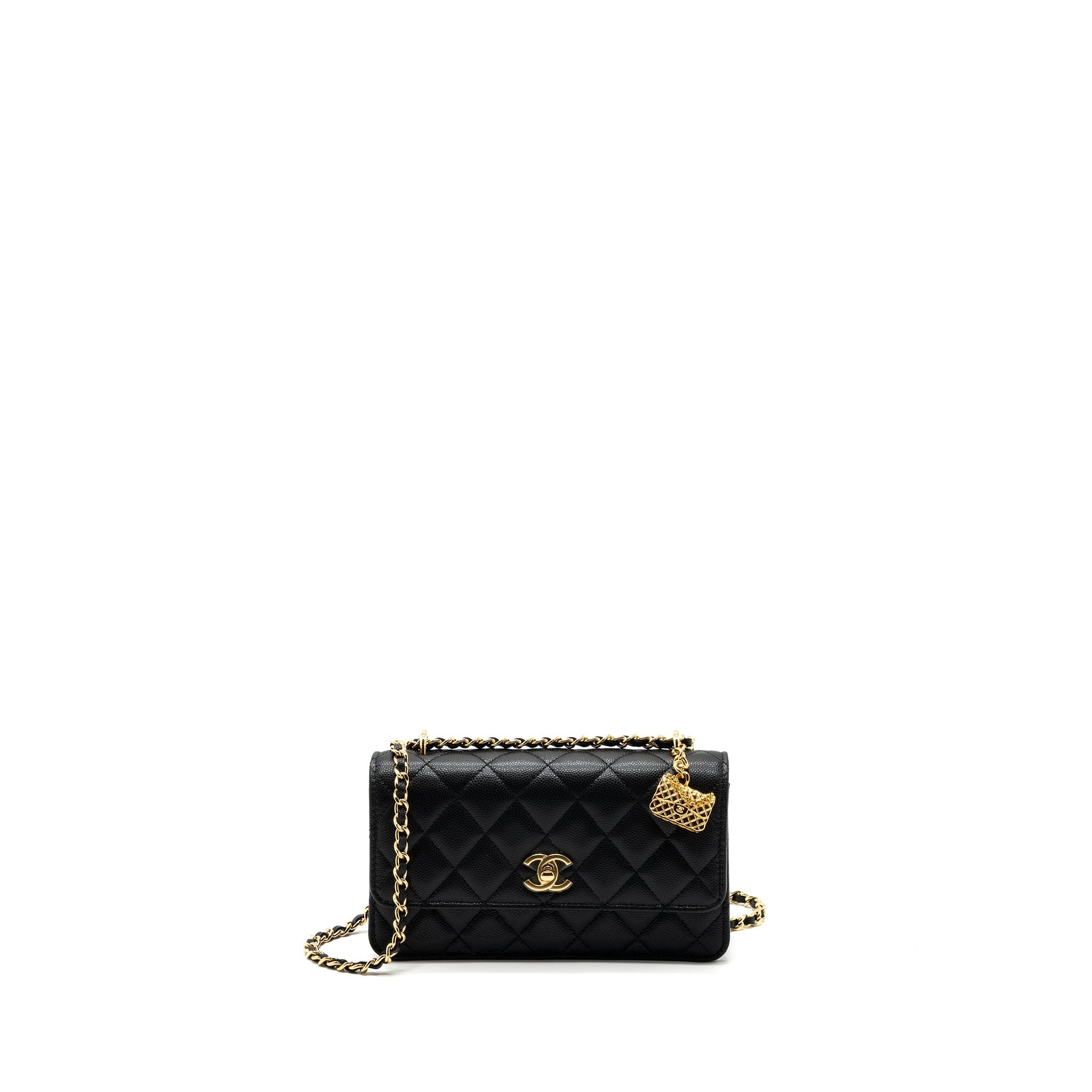 Chanel 23s Wallet On Chain with bag Charm Caviar Black (Microchip)