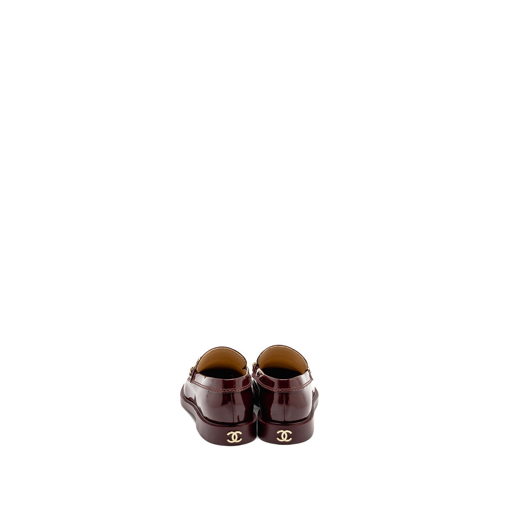 Chanel Size 36 Letter Loafers Patent Leather Burgundy L