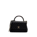 Chanel Medium Coco Handle Lizard Embossed Handle Caviar Black L (Microchip)