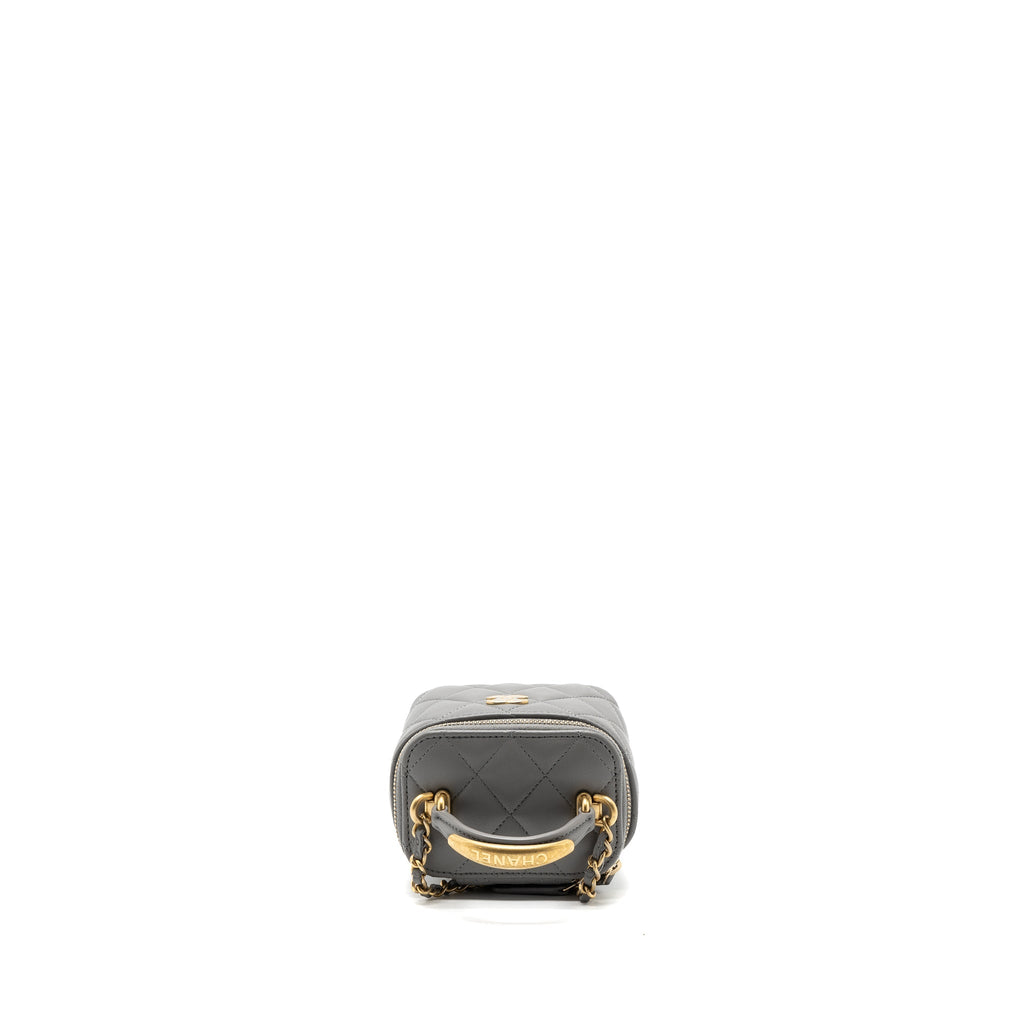 Chanel Top Handle Mini Vanity Case Lambskin Grey (Microchip)