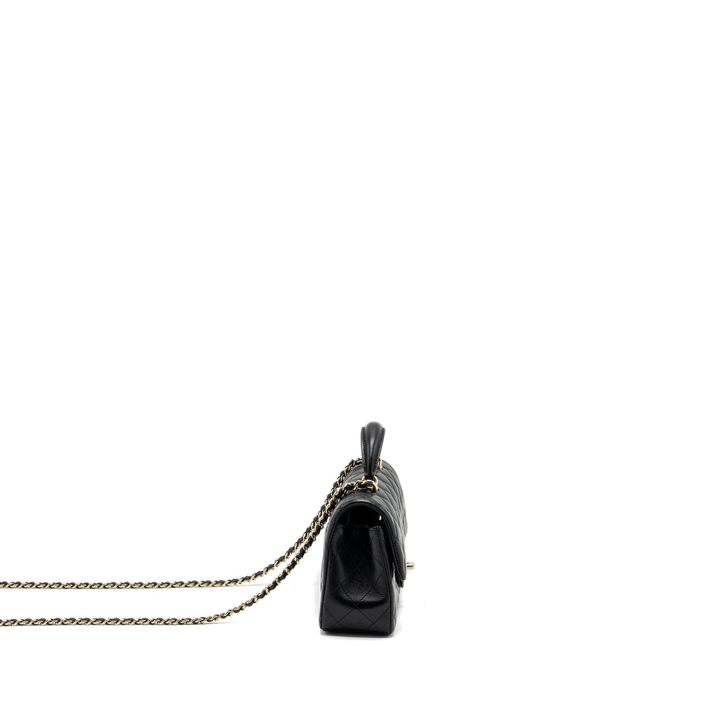 Chanel Top Handle Mini Rectangular Lambskin Black L(Microchip)