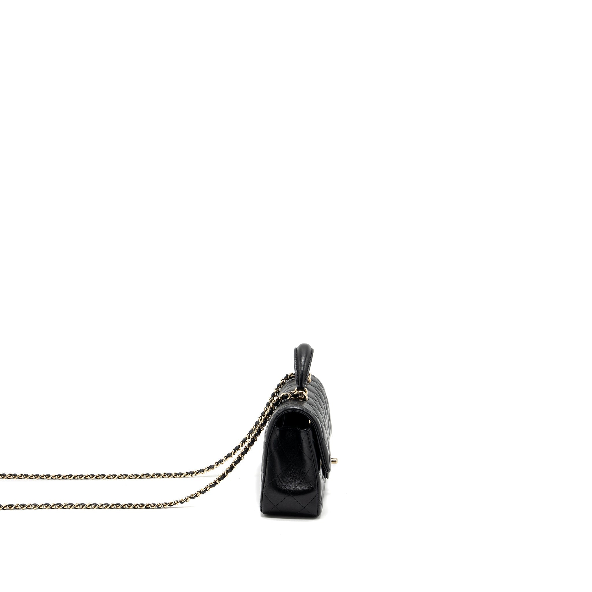 Chanel Top Handle Mini Rectangular Lambskin Black L(Microchip)