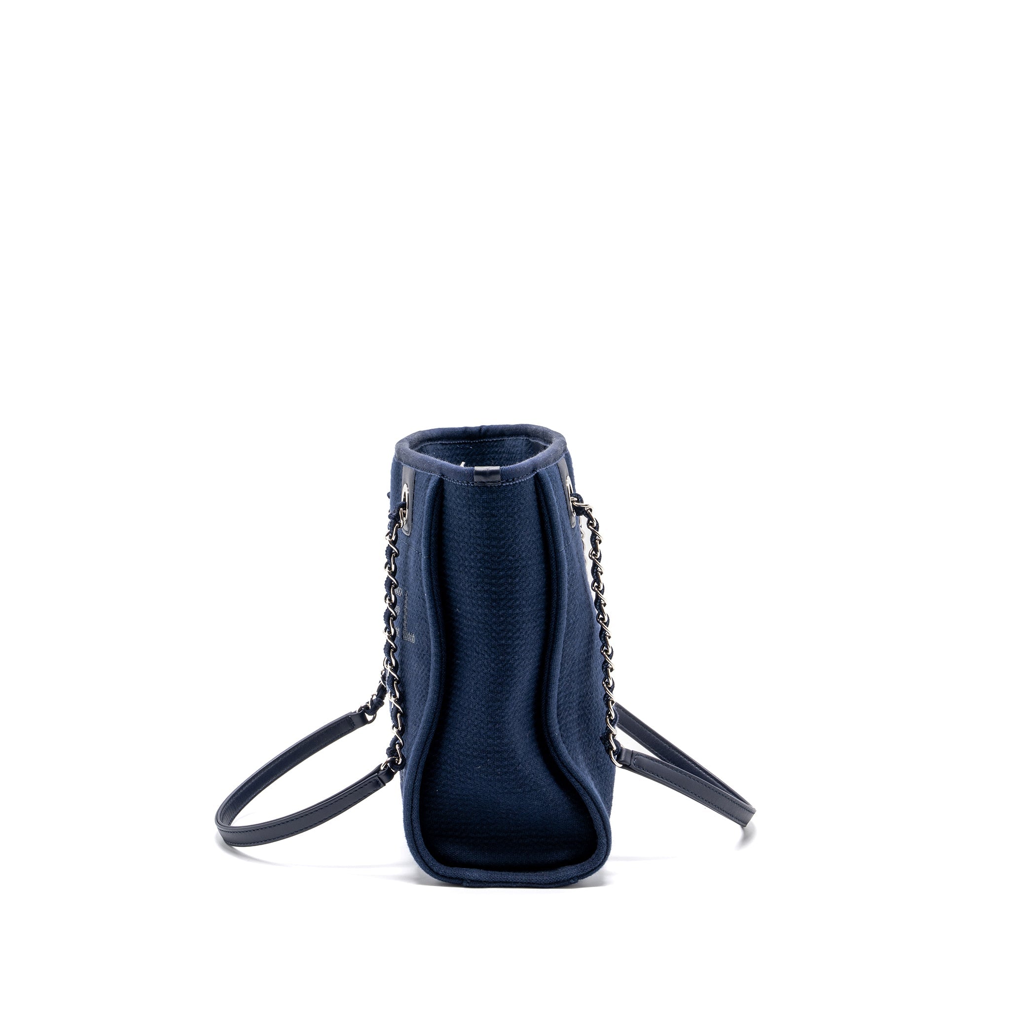CHANEL SMALL DEAUVILLE TOTE BAG CANVAS NAVY  (Microchip)