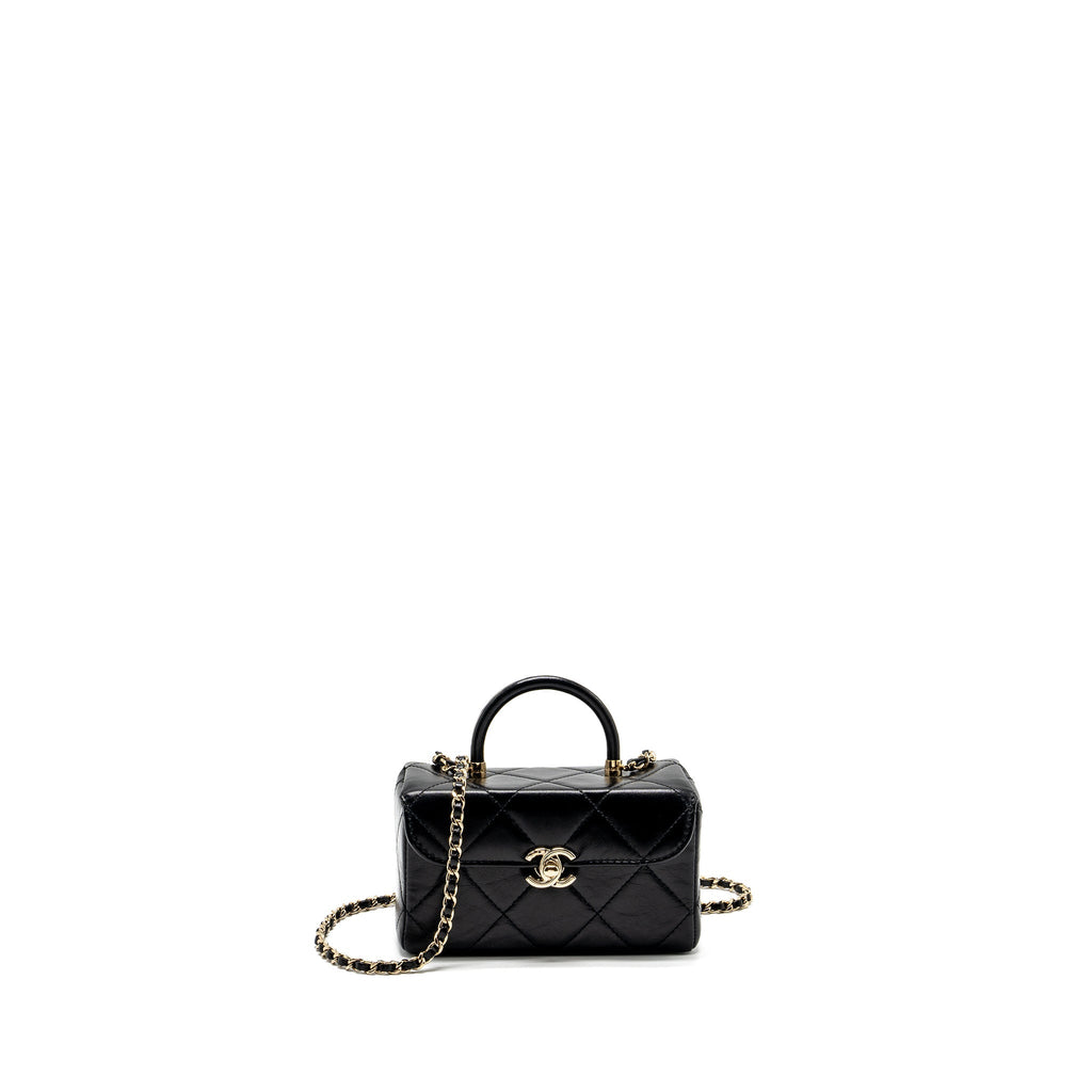 Chanel 23k top handle vanity bag shiny calfskin black  (microchip)