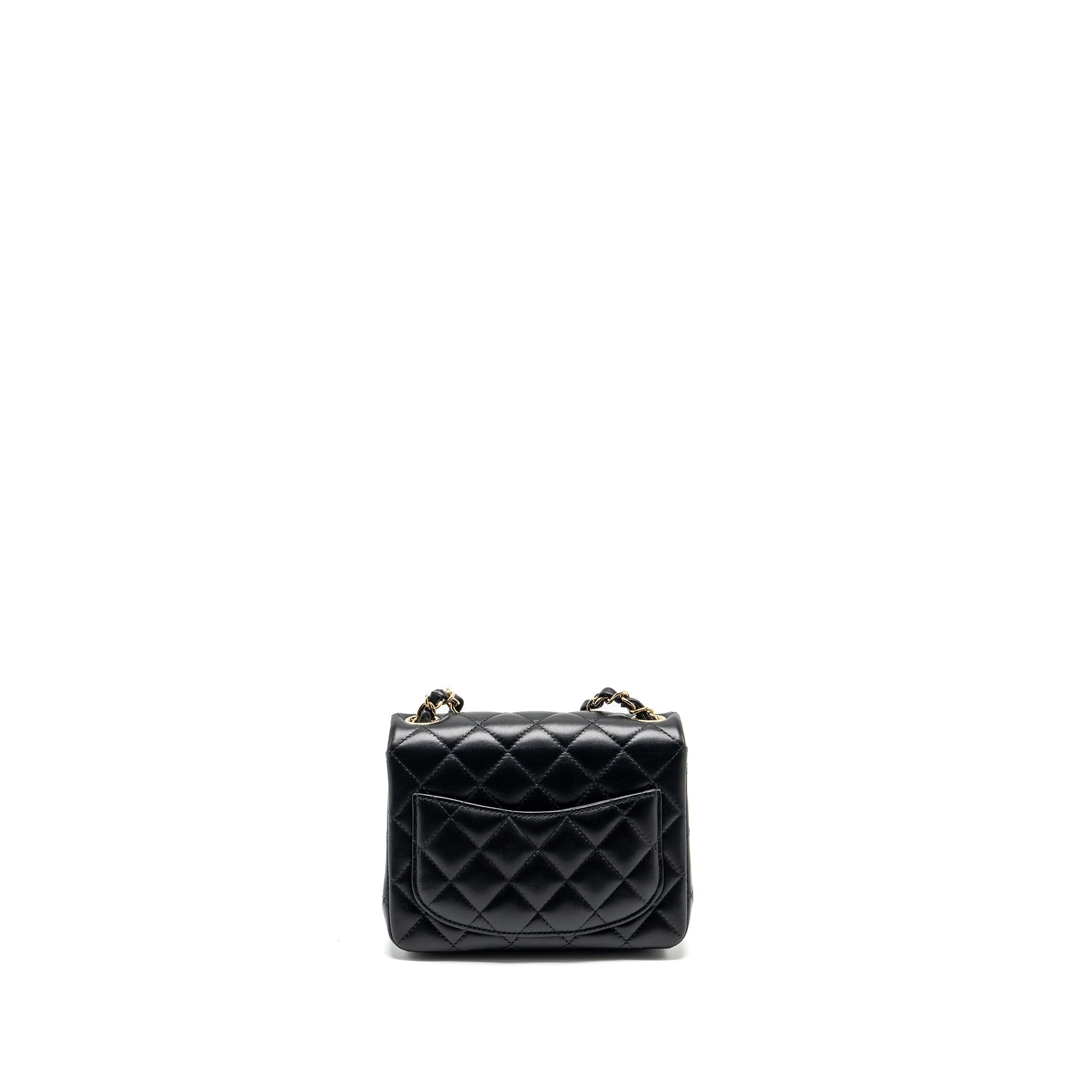 Chanel Mini Square Flap Bag Lambskin Black L (microchip)