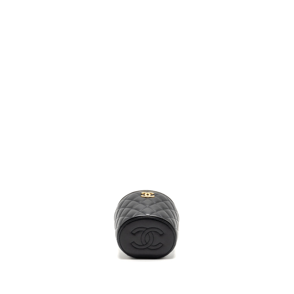 CHANEL Afternoon Tea Top Handle Vanity Case With Chain Lambskin Black  (Microchip)