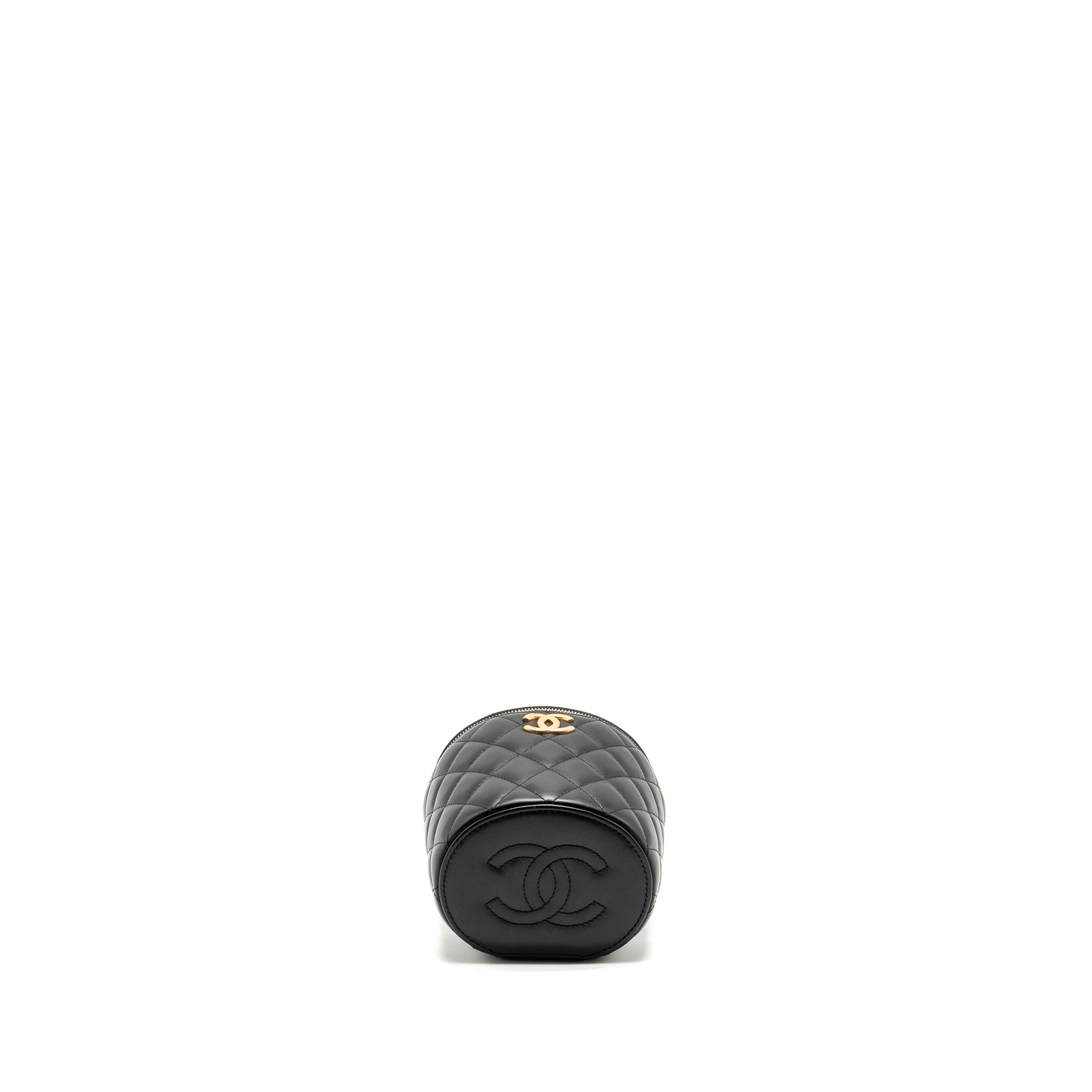 CHANEL Afternoon Tea Top Handle Vanity Case With Chain Lambskin Black  (Microchip)