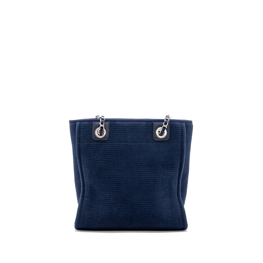 CHANEL SMALL DEAUVILLE TOTE BAG CANVAS NAVY  (Microchip)